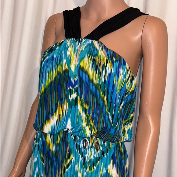 Enfocus Studio Size 14 Blue/Black Patterned Maxi Dress - Picture 2 of 5